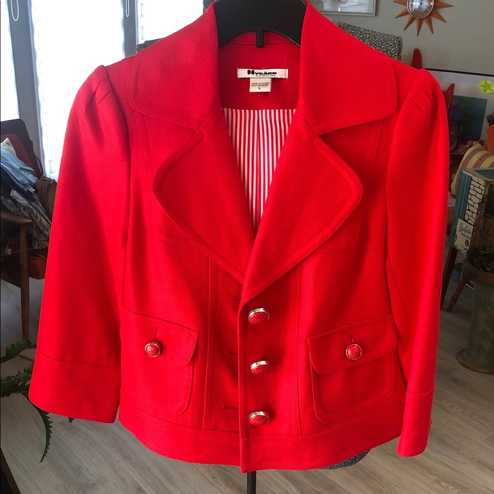 Beautiful red linen Nygard cropped jacket